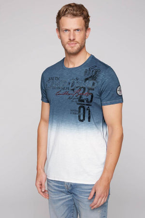 CAMP DAVID T-Shirt with Gradient and Logo Appliques, Blue