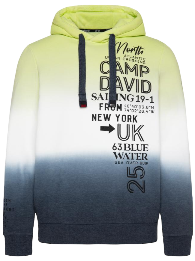 CAMP DAVID Hooded Sweatshirt met Kleurovergang en Maritiem Logo - Zachte Comfort in Stijl