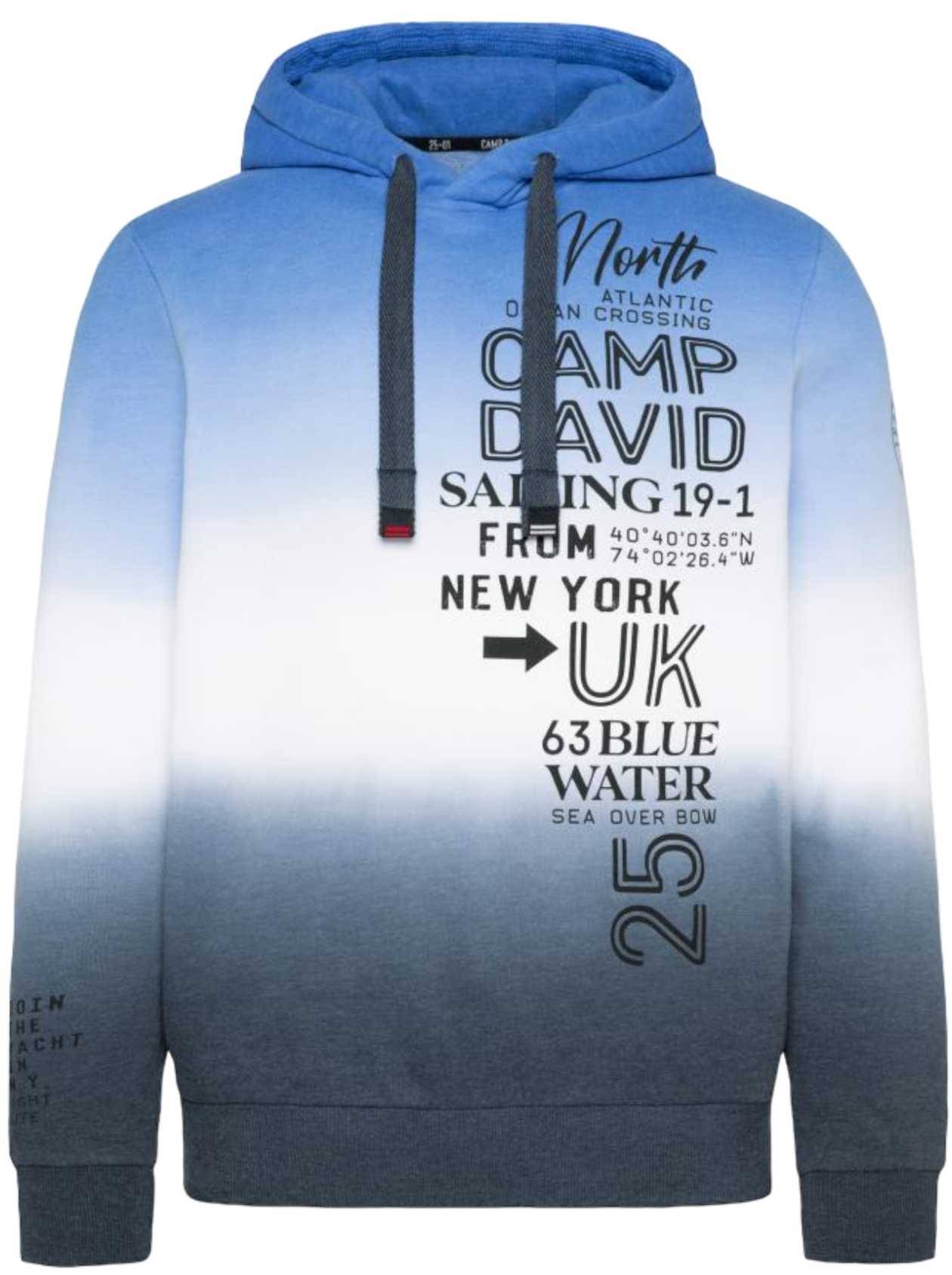 CAMP DAVID Hooded Sweatshirt met Kleurovergang en Maritiem Logo - Zachte Comfort in Stijl