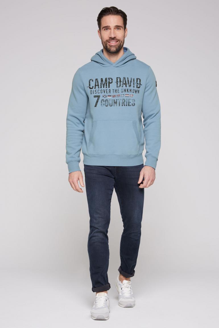 CAMP DAVID New Blue Embroidered Sweat Mix Hoodie – Your Stylish Outdoor Essential