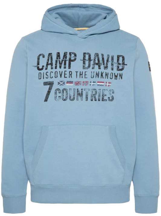 CAMP DAVID New Blue Embroidered Sweat Mix Hoodie – Your Stylish Outdoor Essential