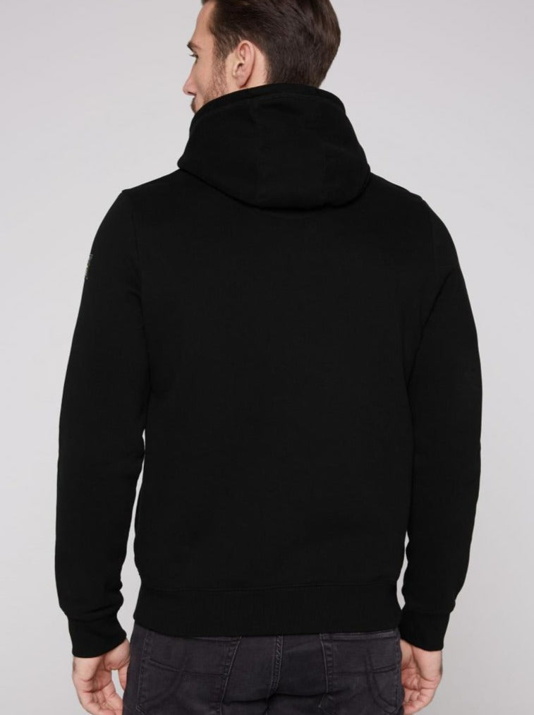 CAMP DAVID Black Embroidered Sweat Mix Hoodie