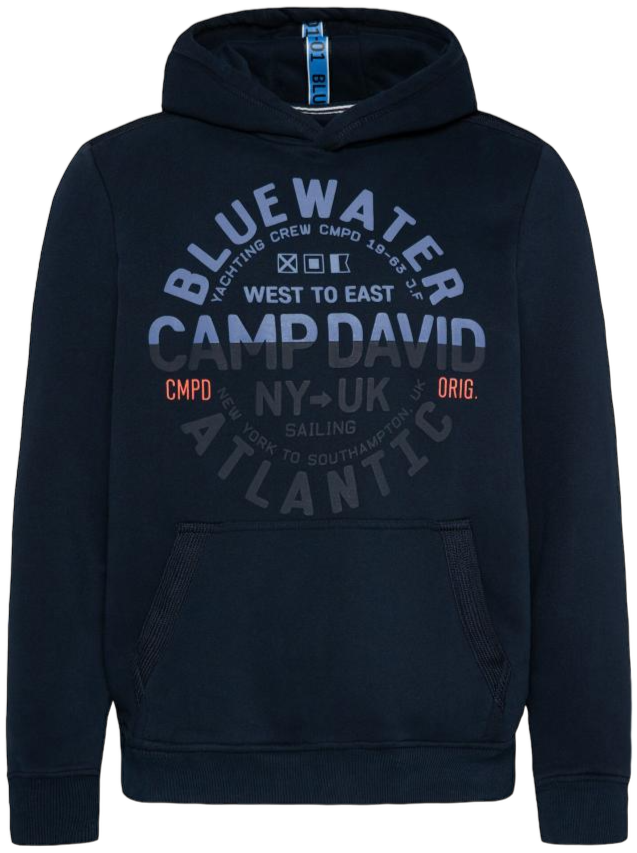 Sweat-shirt à capuche avec imprimés bouffants accrocheurs et détails ton sur ton, bleu marine