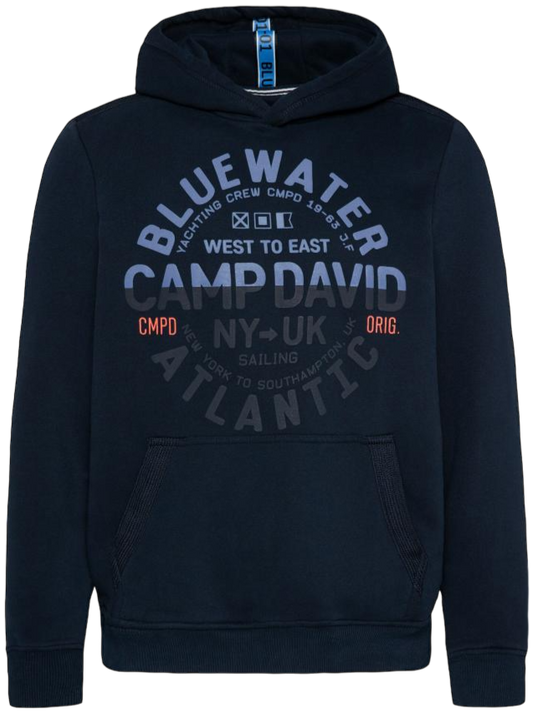 Sweat-shirt à capuche avec imprimés bouffants accrocheurs et détails ton sur ton, bleu marine