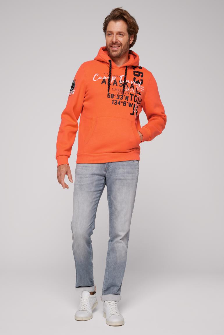 Camp Orange David in Logo with Artworks Hooded Fashion Sweatshirt - Stateshop