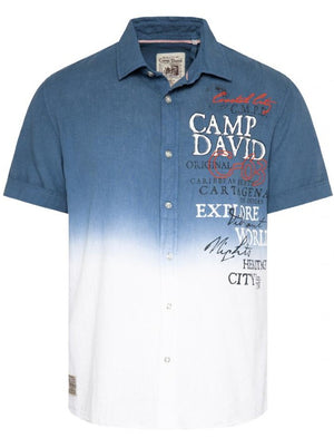 CAMP DAVID Short Sleeve Shirt with Dip-Dye Effect and Logo Prints