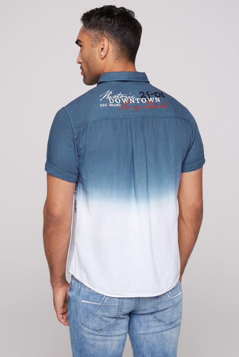 CAMP DAVID Short Sleeve Shirt with Dip-Dye Effect and Logo Prints