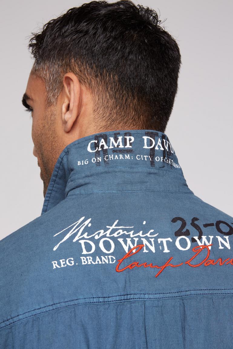 CAMP DAVID Short Sleeve Shirt with Dip-Dye Effect and Logo Prints