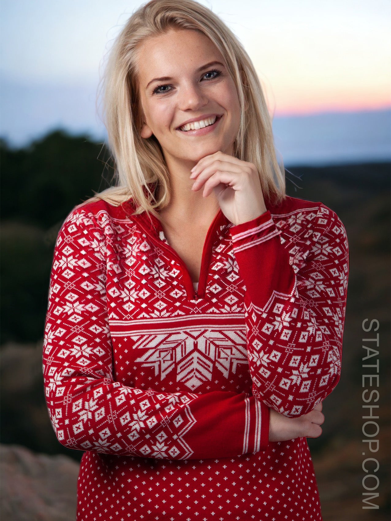 Red nordic sweater top