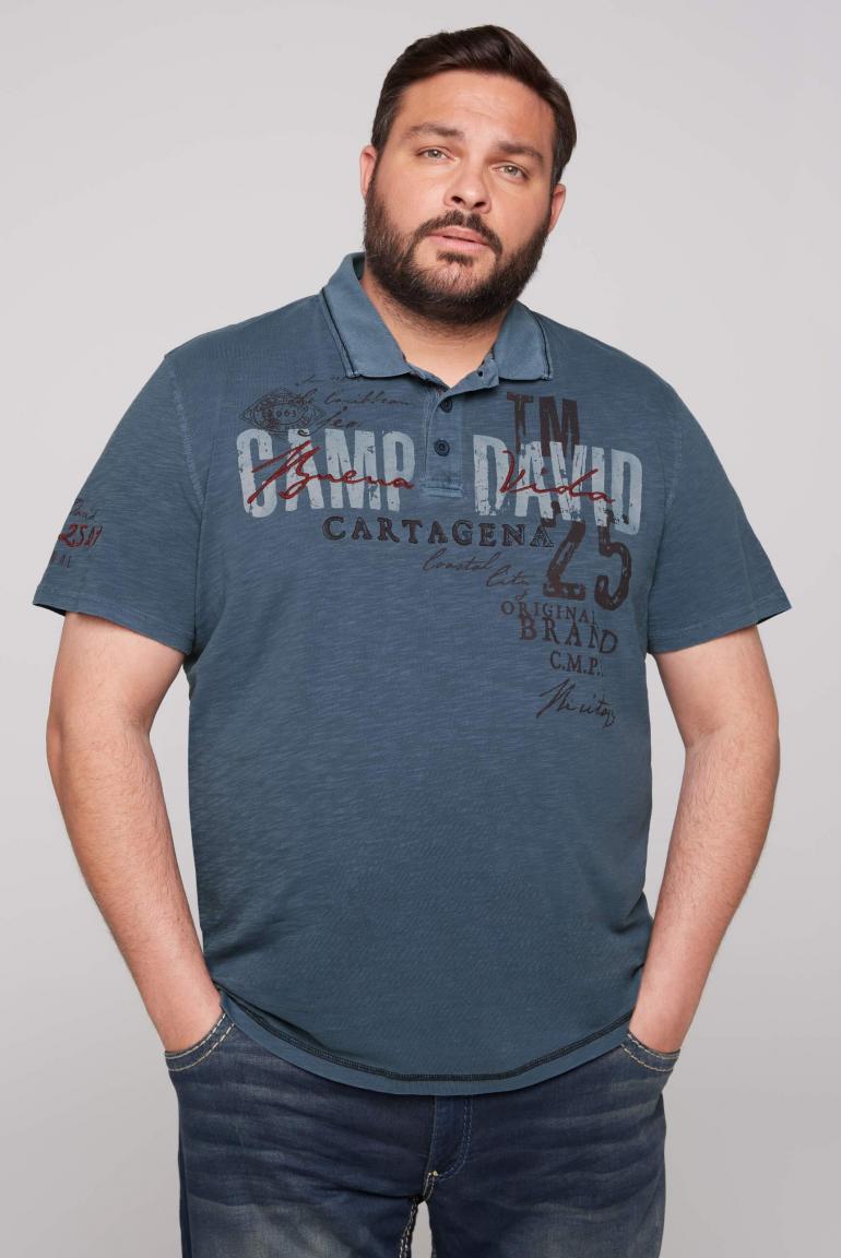 CAMP DAVID Polo Shirt with Vintage Effects and Embroidery, Green