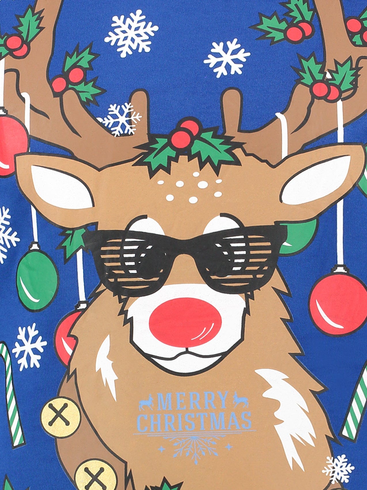 Rockstarz Festive Reindeer Blue Christmas Sweater