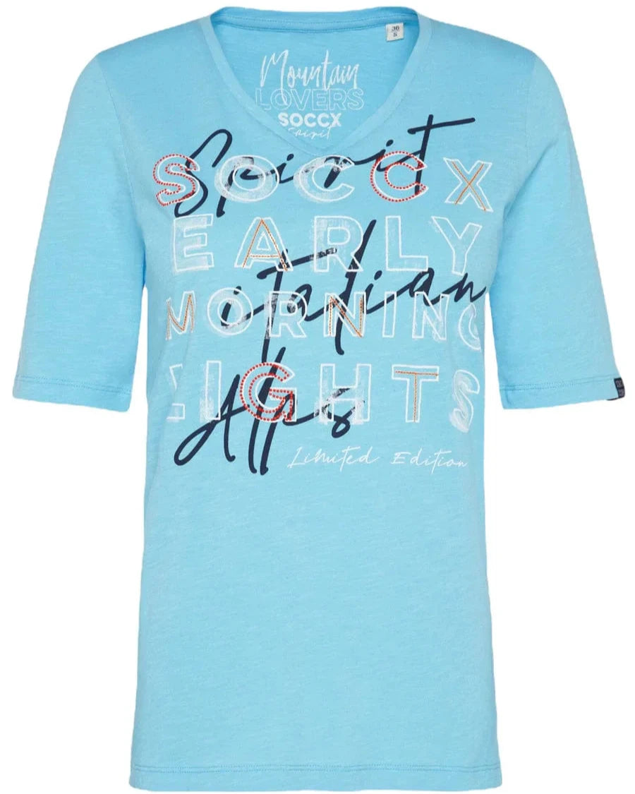 Soccx T-shirt with logo artwork and V-neck