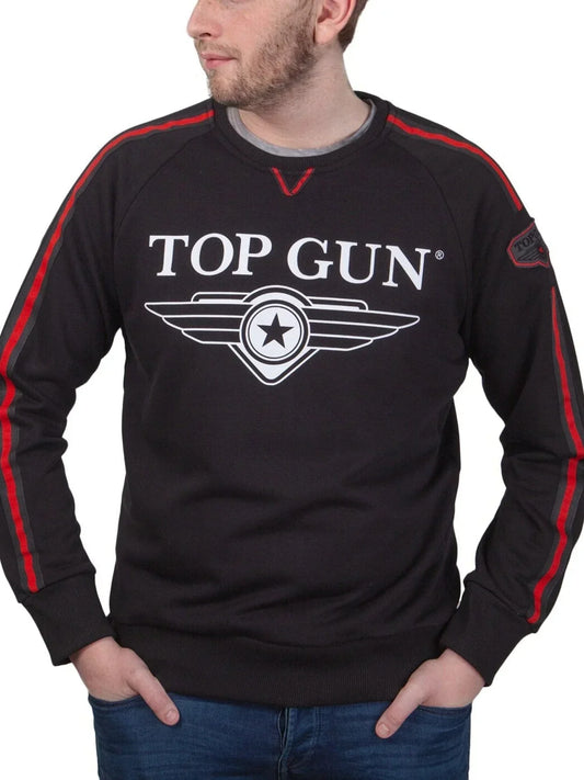 Top GunCrew Neck Sweatshirt "Streak Logo" with Patches, Black