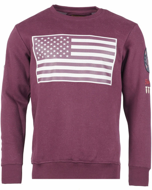 Top GunSweatshirt round neck "US Flag" Bordeaux