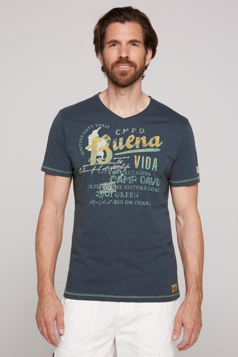 CAMP DAVID T-Shirt with V-Neck and Vintage Look