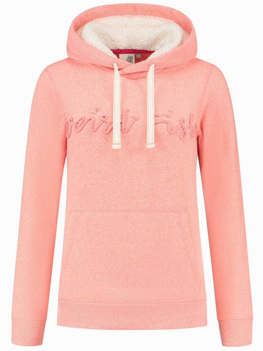 Weirdfish Branded Hoodie, Tea Rose