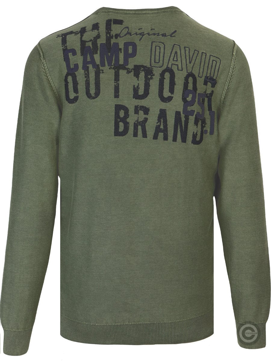 Camp DavidRound-neck sweater with print on the back, green