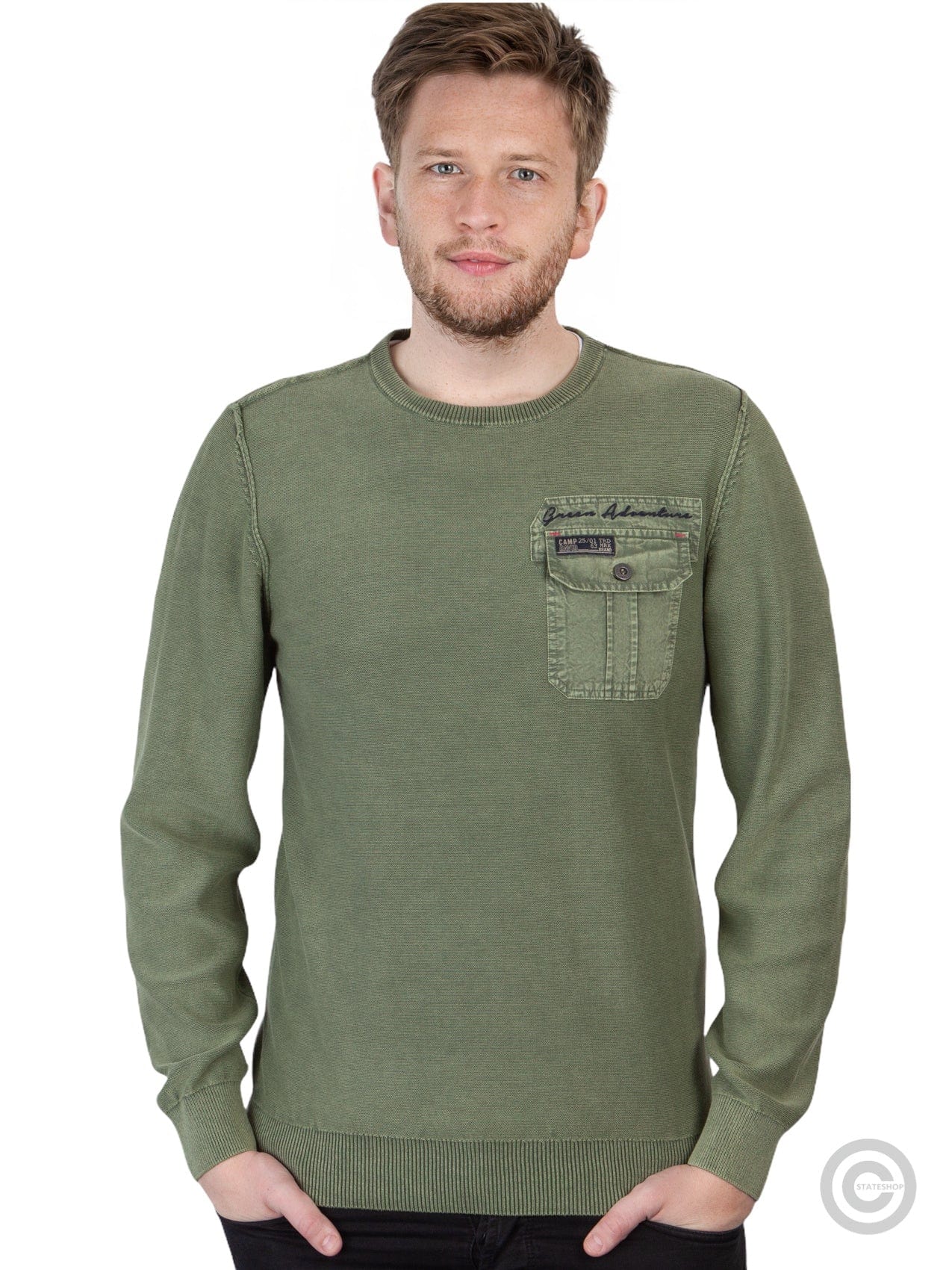 Camp DavidRound-neck sweater with print on the back, green