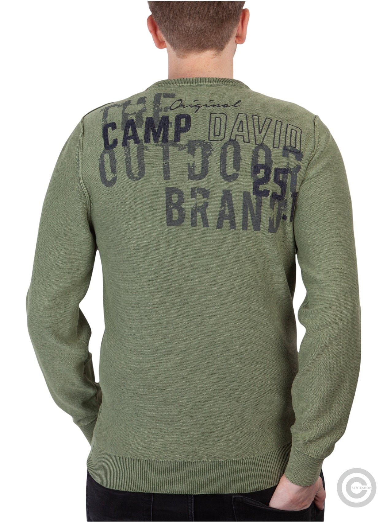 Camp DavidRound-neck sweater with print on the back, green