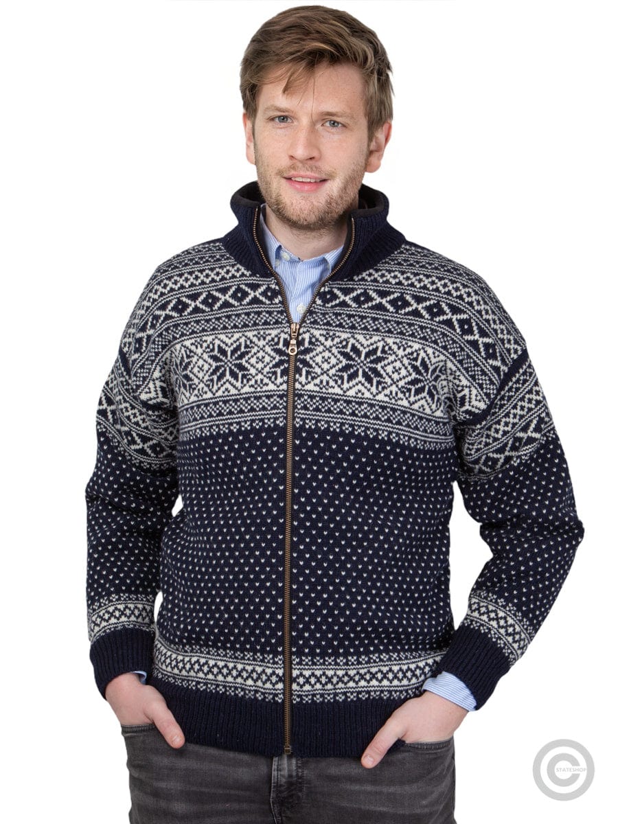 NorfindeCardigan made of 100% pure new Norwegian wool, darkblue