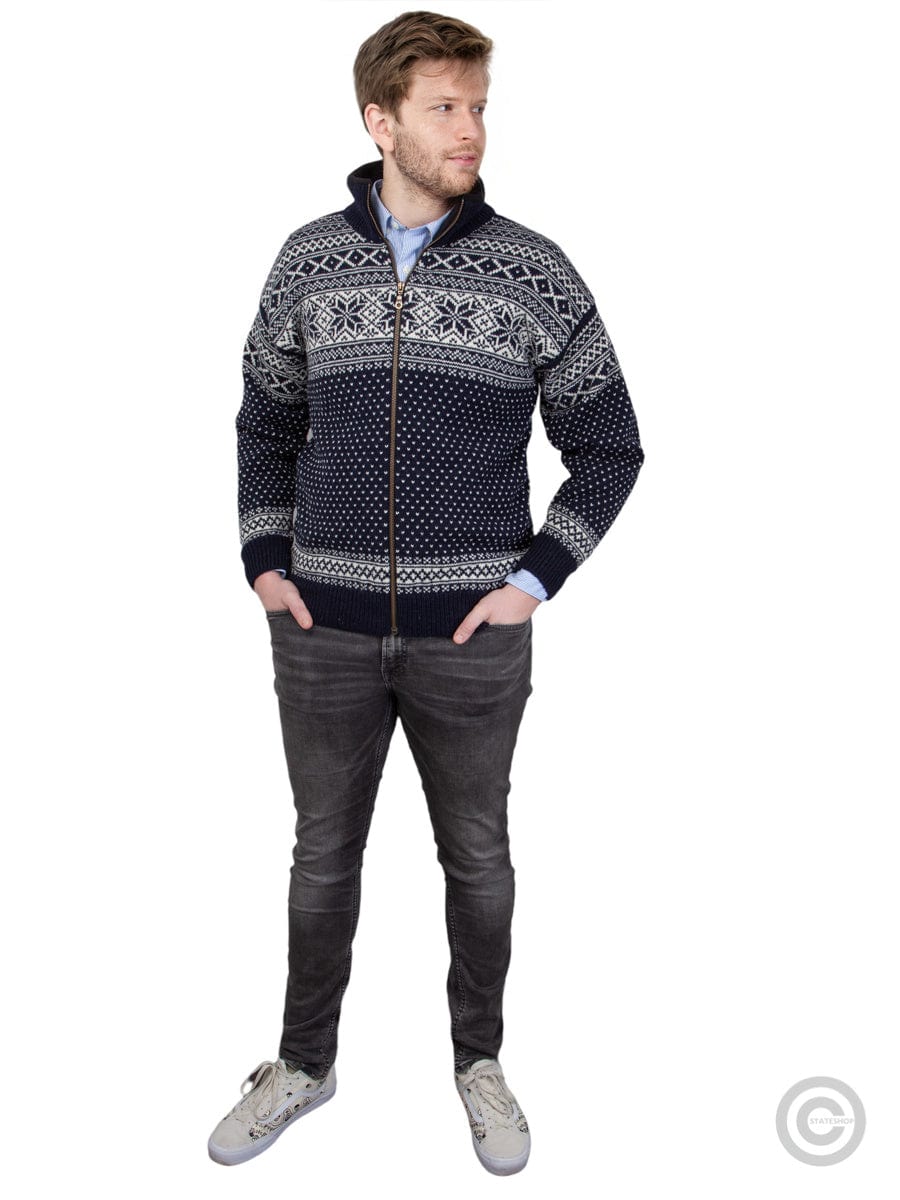 NorfindeCardigan made of 100% pure new Norwegian wool, darkblue