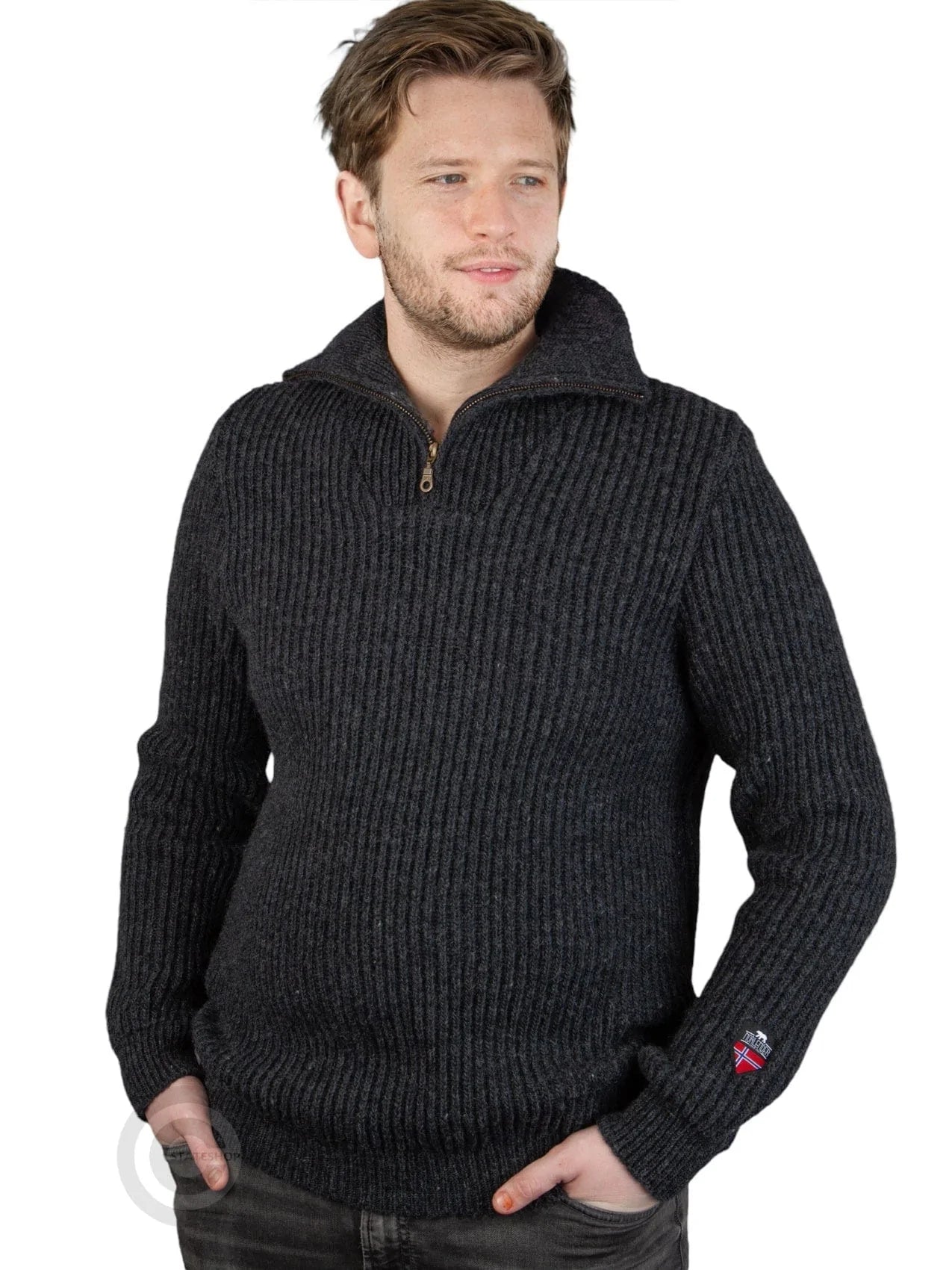 NorfindeHard wearing rib sweater, Charcoal