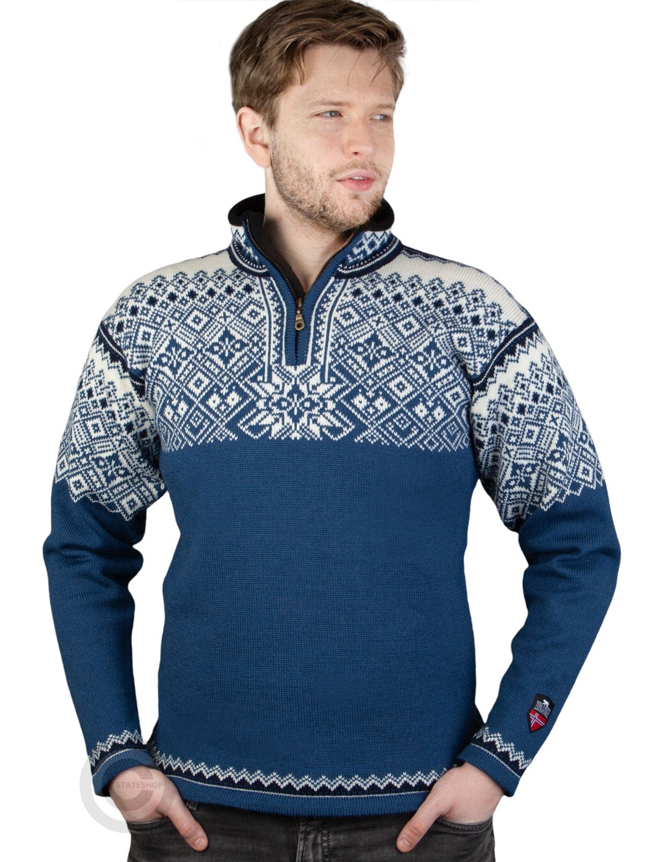 Pullover Blue - Norfinde mit Traditional Fashion Reißverschluss, Stateshop Nordic