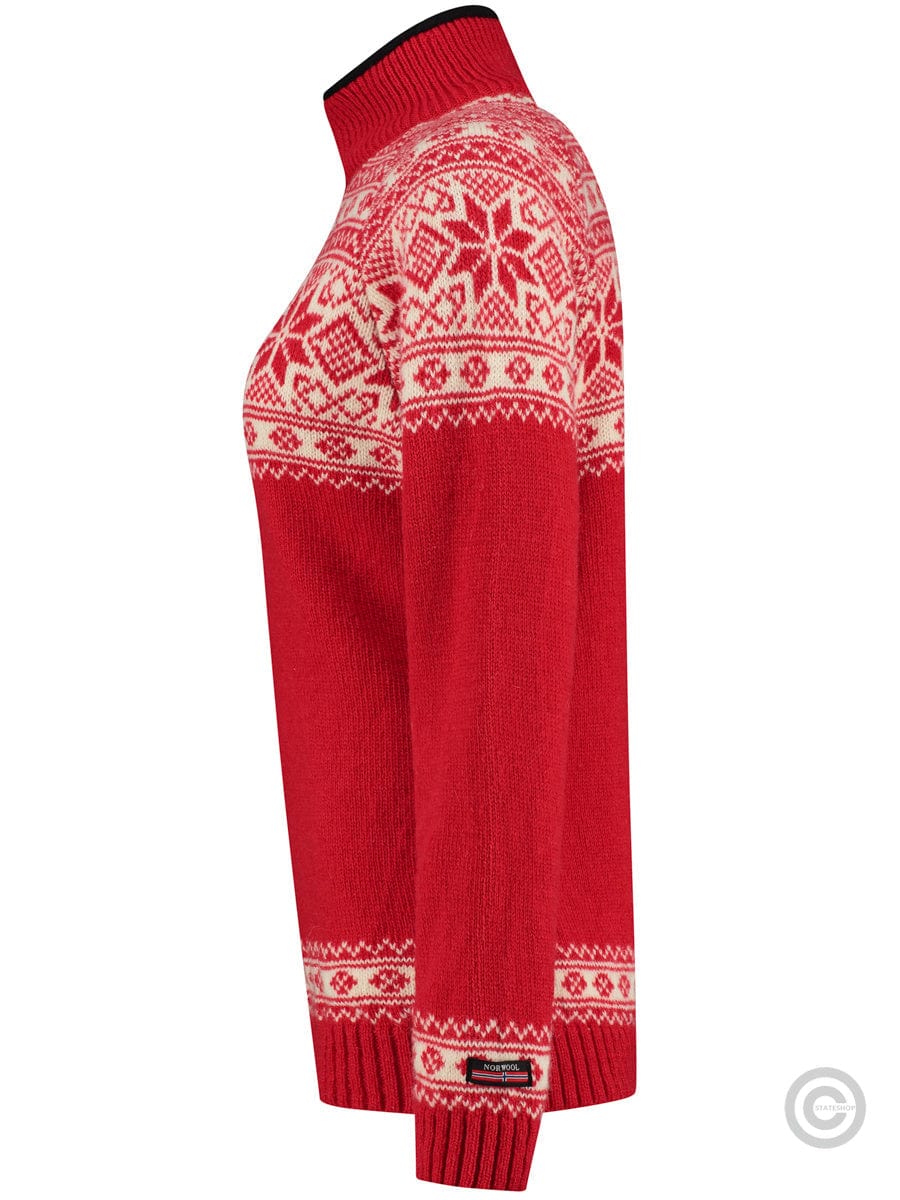 NorfindeNorwegian women's sweater in Setesdals design, red