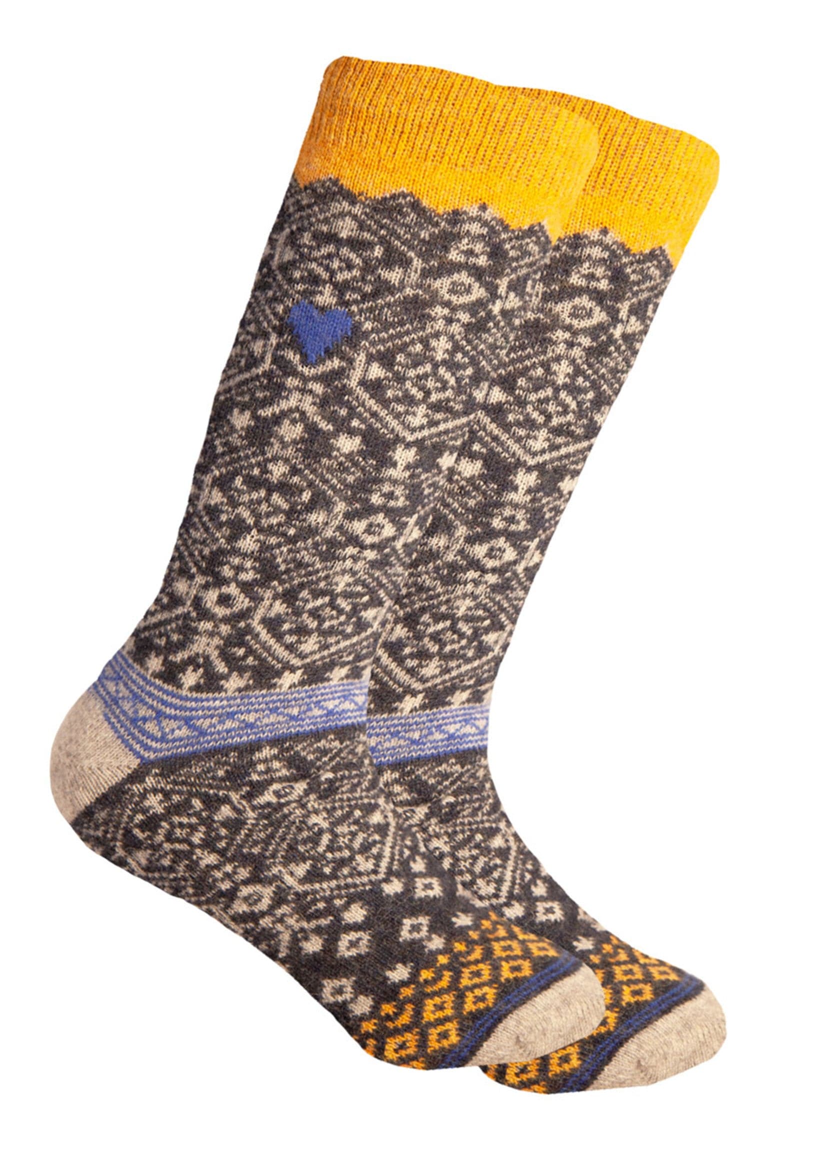 Norfinde Norwegian wool socks with a small woven Swedish flag, dark gray