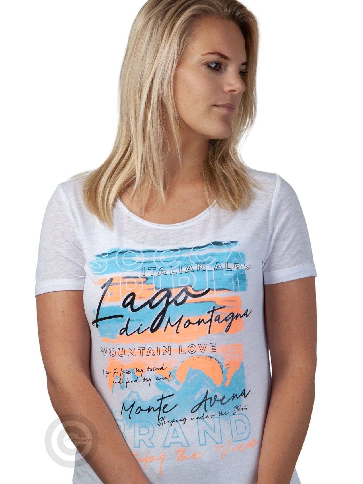 Aufdruck Fashion - Soccx Stateshop T-Shirt mit Seitenrüschen und