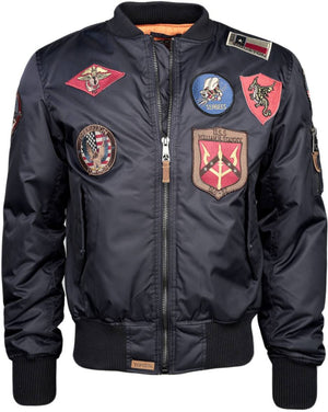 Top Gun® Pilot Bomber Jacket with patches and an elastic waistband 